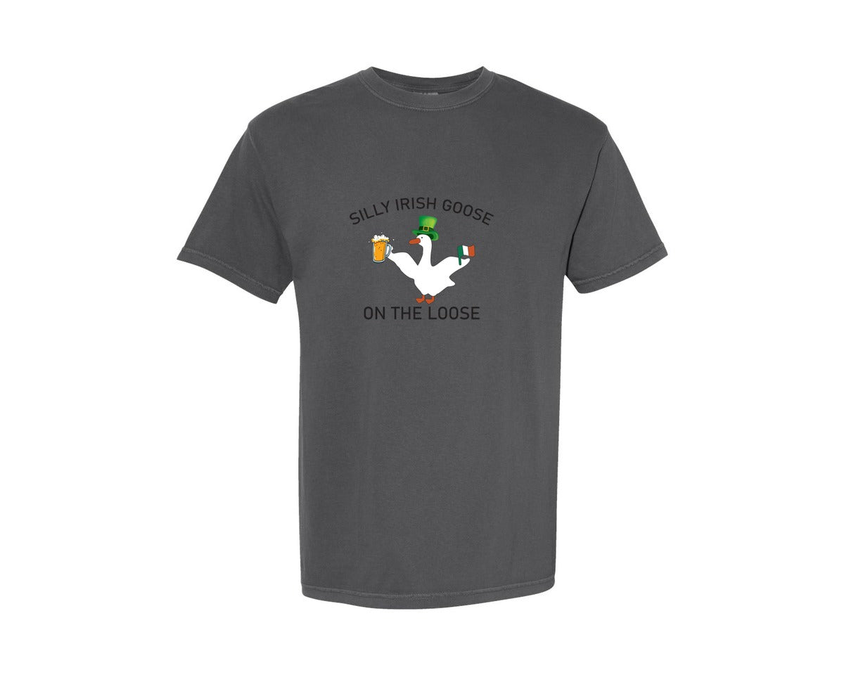 brand:Comfort Colors|color:Pepper|Silly Irish Goose On The Loose Graphic T-Shirt