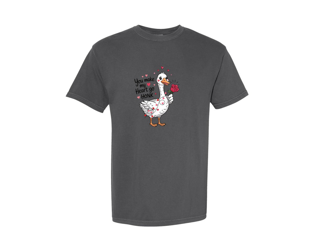 brand:Comfort Colors|color:Pepper|You Make My Heart Go Honk Funny Graphic T-Shirt