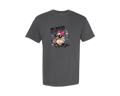 brand:Comfort Colors|color:Pepper|Funny Ducks Not In A Row Sarcastic Graphic T-Shirt