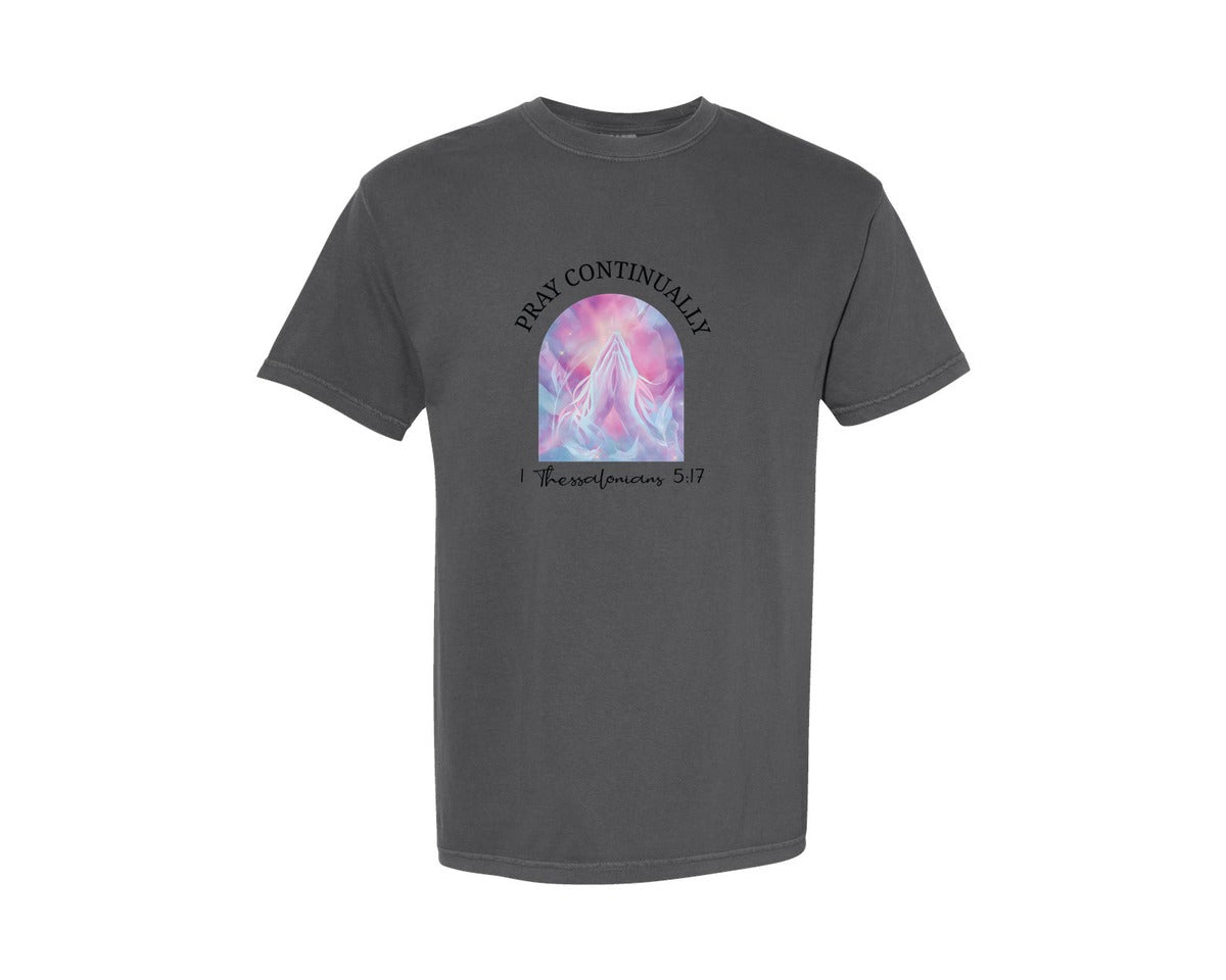 brand:Comfort Colors|color:Pepper|Christian Bible 1 Thessalonians 517 Graphic T-Shirt