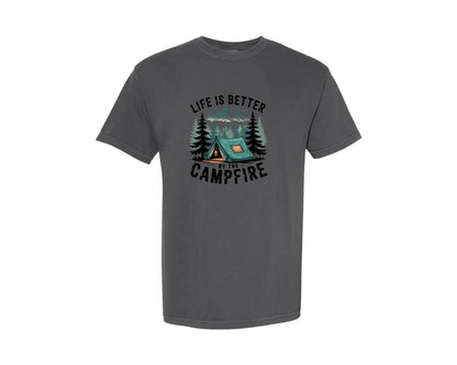 brand:Comfort Colors|color:Pepper|Life Is Better By The Campfire Camp Graphic T-Shirt