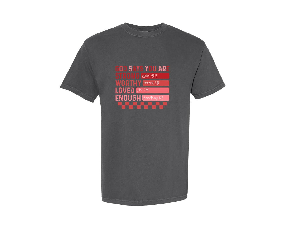 brand:Comfort Colors|color:Pepper|God Says I Am Valentine Jesus Graphic T-Shirt