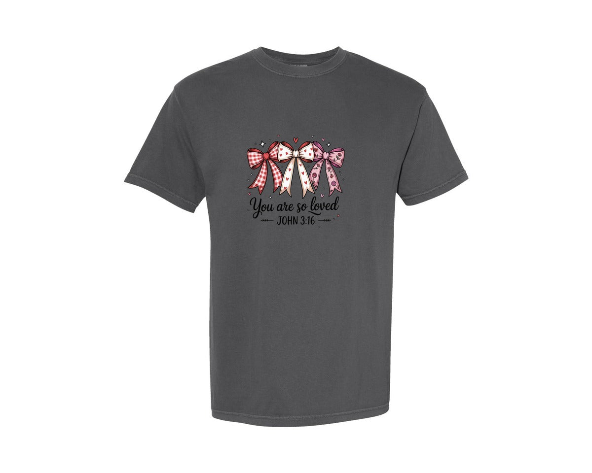 brand:Comfort Colors|color:Pepper|You Are So Loved John 316 Christian Graphic T-Shirt
