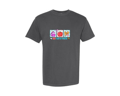 brand:Comfort Colors|color:Pepper|Preppy 100 Days School Teacher Gift Graphic T-Shirt