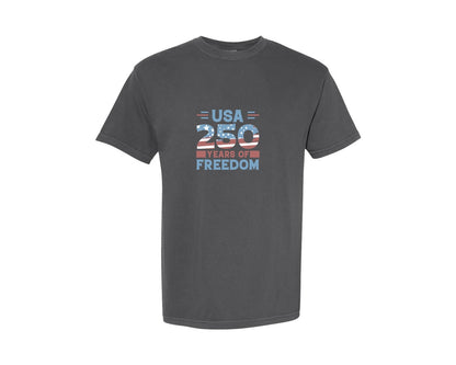 brand:Comfort Colors|color:Pepper|Usa 250 Years Of Freedom T Shirt Design Graphic T-Shirt