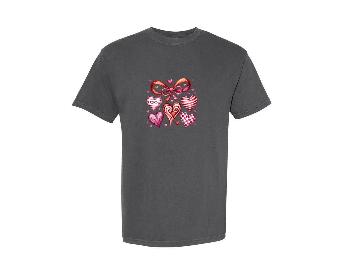 brand:Comfort Colors|color:Pepper|Valentine Coquette Bow 8 Graphic T-Shirt