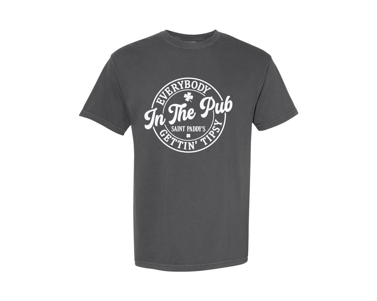 brand:Comfort Colors|color:Pepper|St Patricks Day Everybody In The Pub Graphic T-Shirt