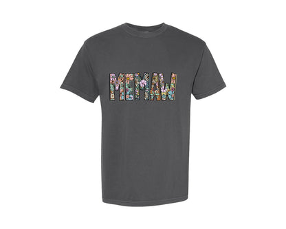 brand:Comfort Colors|color:Pepper|Memaw Boho Wildflower Spring Summer Graphic T-Shirt