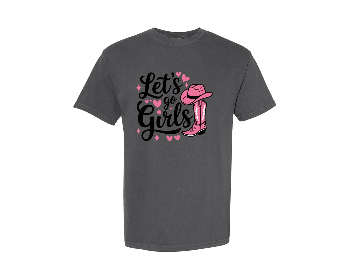brand:Comfort Colors|color:Pepper|Lets Go Girls Western Cowgirl Graphic T-Shirt