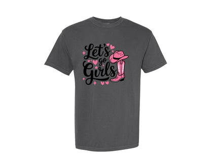 brand:Comfort Colors|color:Pepper|Lets Go Girls Western Cowgirl Graphic T-Shirt