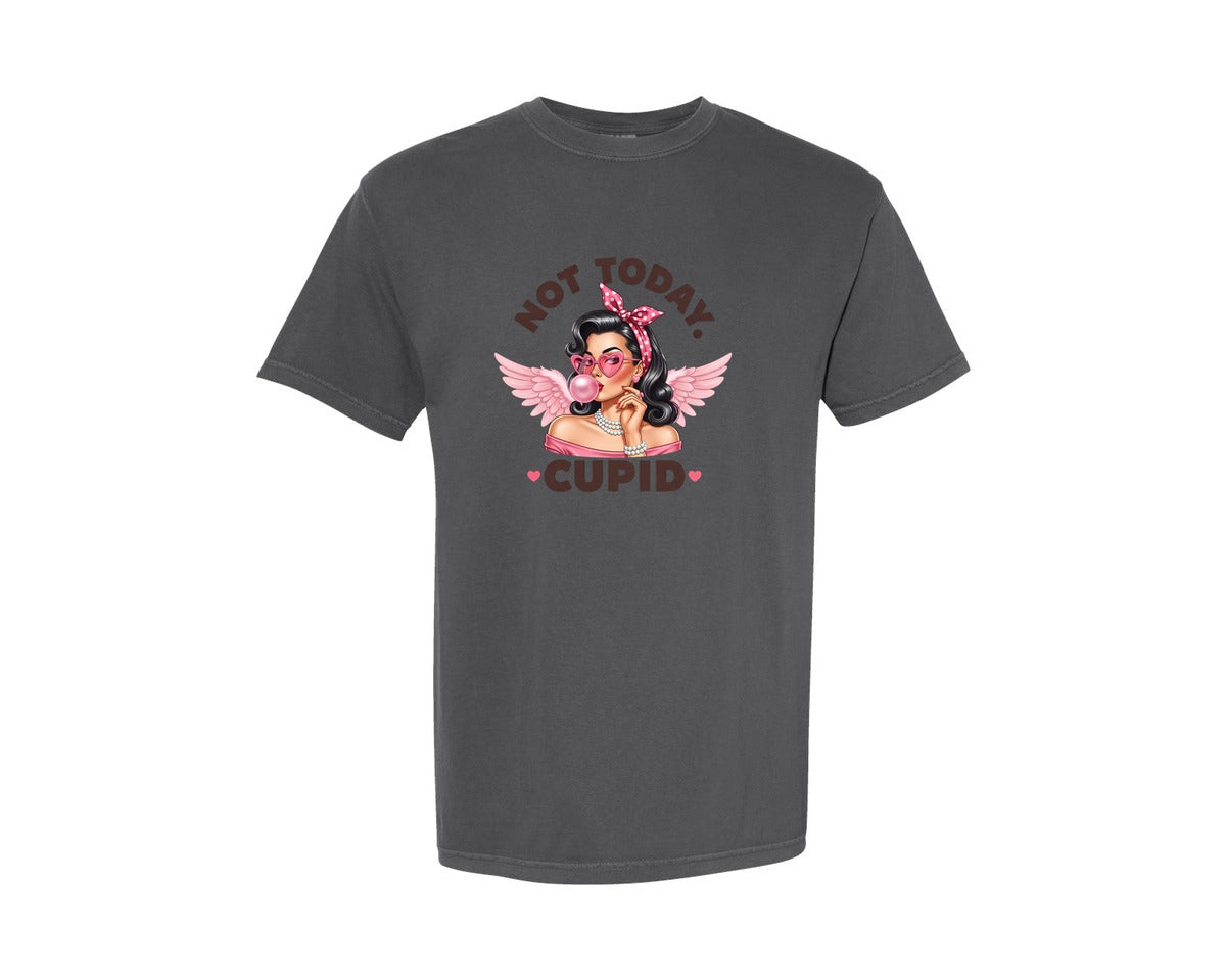 brand:Comfort Colors|color:Pepper|Not Today Cupid Funny Valentines 2 Graphic T-Shirt