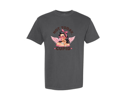 brand:Comfort Colors|color:Pepper|Not Today Cupid Funny Valentines 2 Graphic T-Shirt