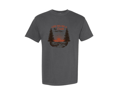 brand:Comfort Colors|color:Pepper|Lord Willing The Creek Dont Rise Graphic T-Shirt