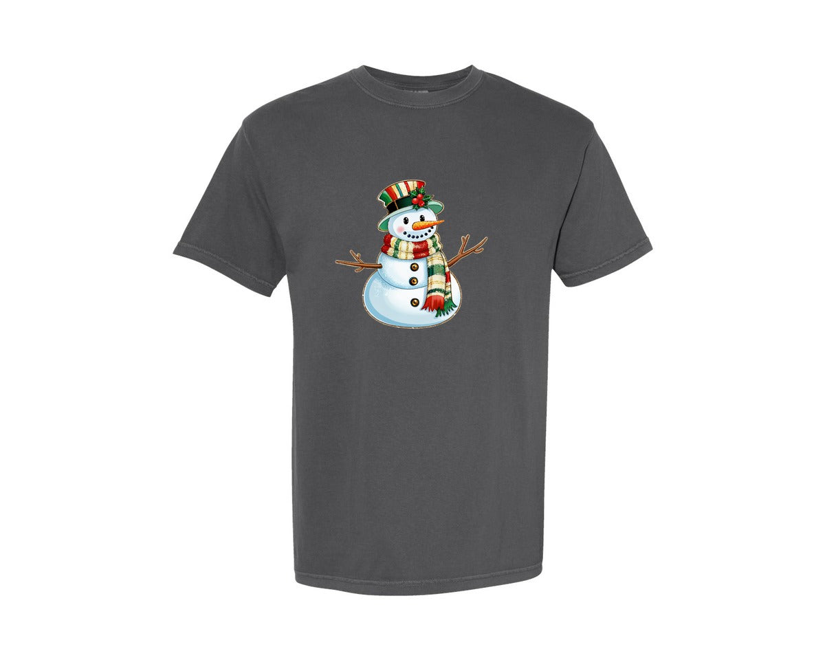 brand:Comfort Colors|color:Pepper|Colorful Glitter Christmas Snowman 13 Graphic T-Shirt