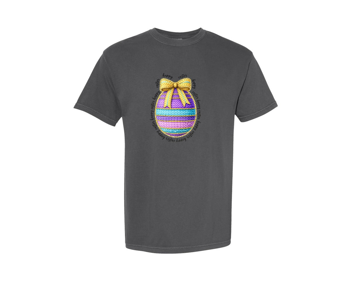 brand:Comfort Colors|color:Pepper|Faux Crochet Coquette Easter Bunny 2 Graphic T-Shirt