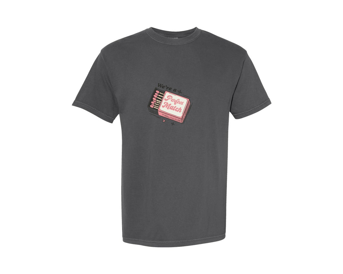 brand:Comfort Colors|color:Pepper|Retro Valentines Day Perfect Match Graphic T-Shirt
