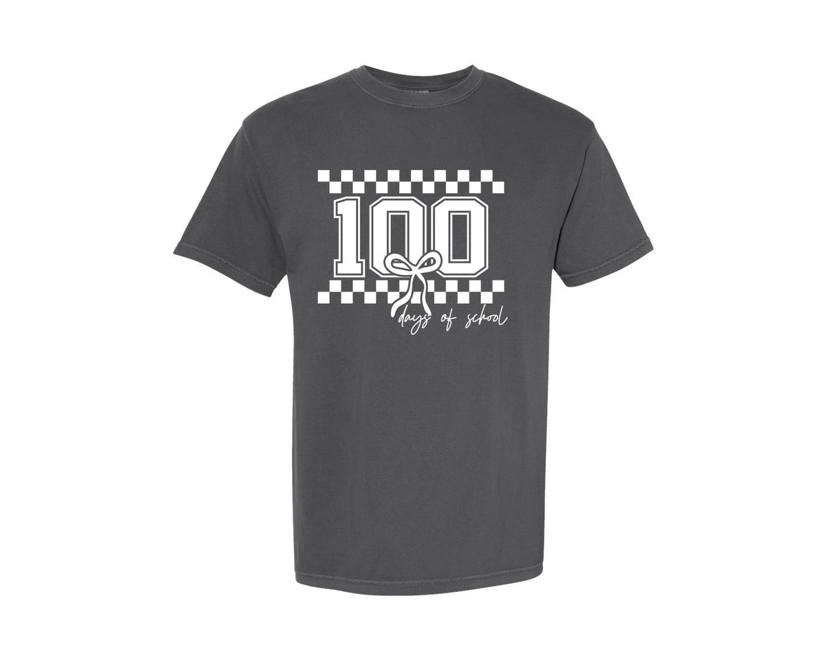 brand:Comfort Colors|color:Pepper|100 Days Of School Girls 100 Day Graphic T-Shirt