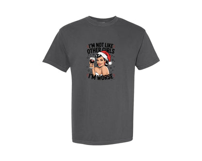 brand:Comfort Colors|color:Pepper|Funny Girl Christmas Design Graphic T-Shirt