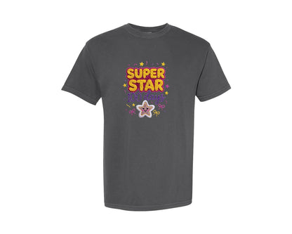 brand:Comfort Colors|color:Pepper|Super Star 100 Days Of School Patch Graphic T-Shirt