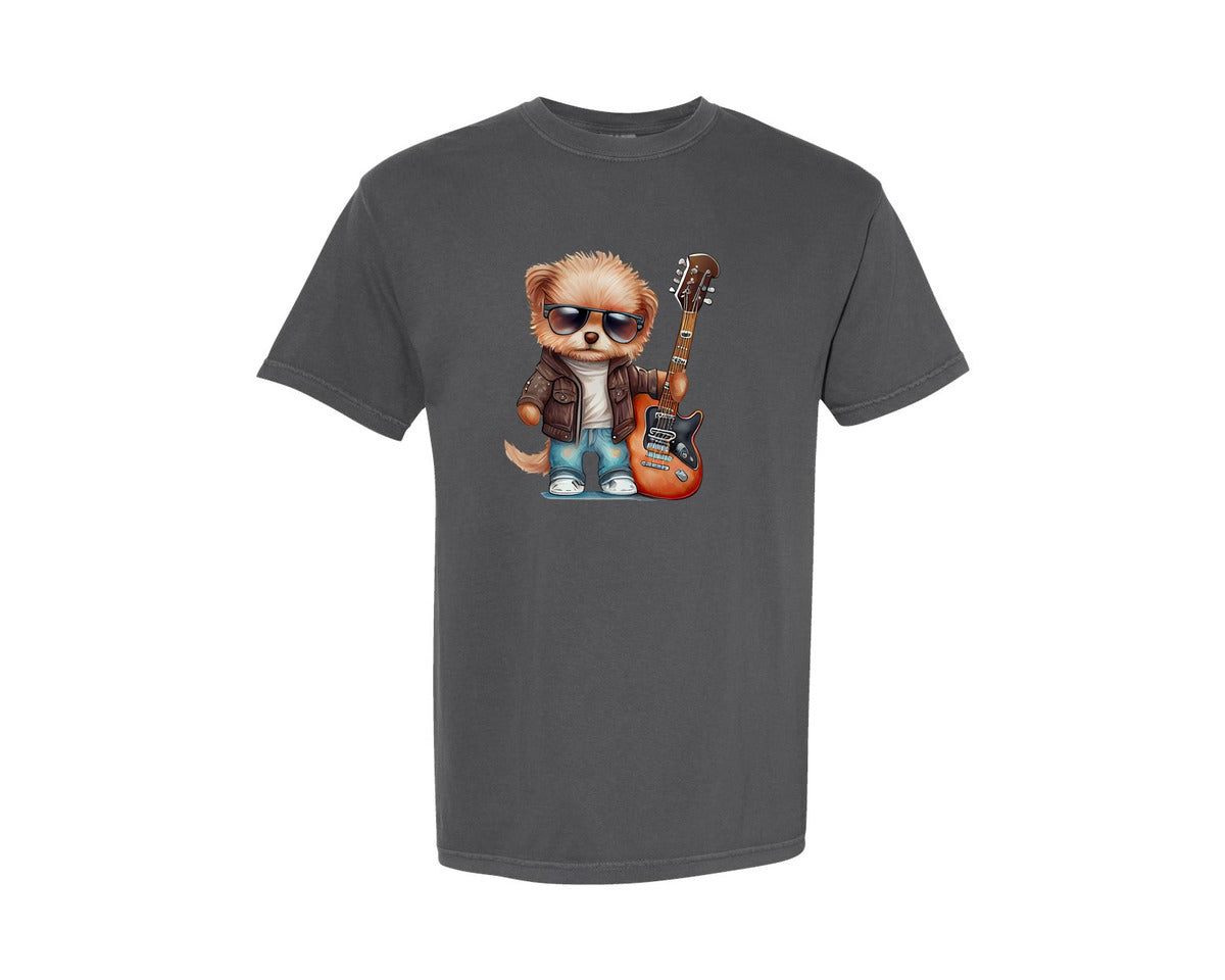 brand:Comfort Colors|color:Pepper|Rocknroll Puppy Graphic T-Shirt