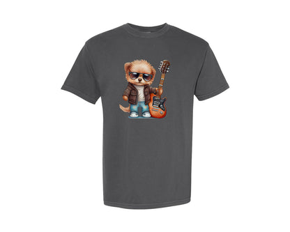 brand:Comfort Colors|color:Pepper|Rocknroll Puppy Graphic T-Shirt