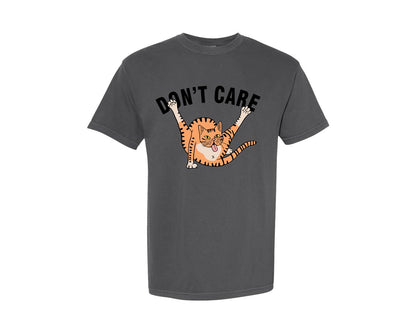 brand:Comfort Colors|color:Pepper|Dont Care Sarcastic Cat Licking Butt Graphic T-Shirt