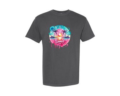 brand:Comfort Colors|color:Pepper|Sweet Summer Time Palm Tree Beach Graphic T-Shirt