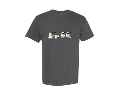 brand:Comfort Colors|color:Pepper|Reading Ghost Halloween Book Lover Graphic T-Shirt