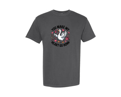 brand:Comfort Colors|color:Pepper|You Make My Heart Go Honk Cute Goose Graphic T-Shirt