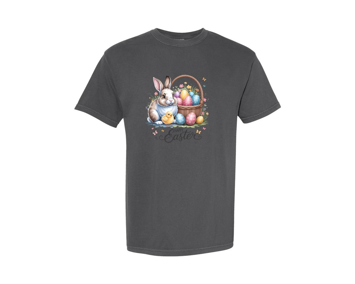 brand:Comfort Colors|color:Pepper|Happy Easter Bunny Eggs 5 Graphic T-Shirt