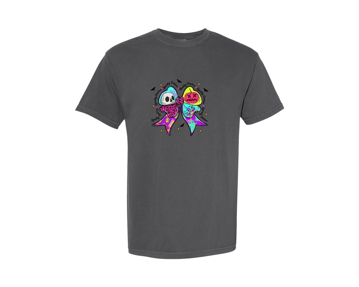 brand:Comfort Colors|color:Pepper|Halloween Coquette Bow 32 Graphic T-Shirt
