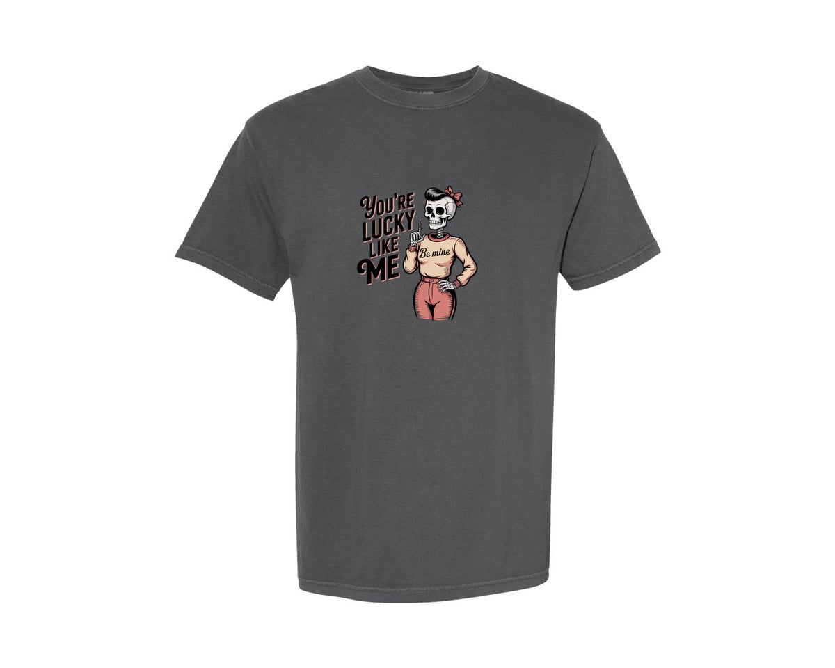 brand:Comfort Colors|color:Pepper|Funny Vintage Sarcastic Skelie Shirt Graphic T-Shirt