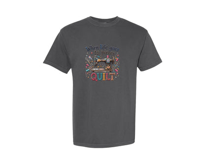 brand:Comfort Colors|color:Pepper|Quilting When Life Goes To Pieces Graphic T-Shirt