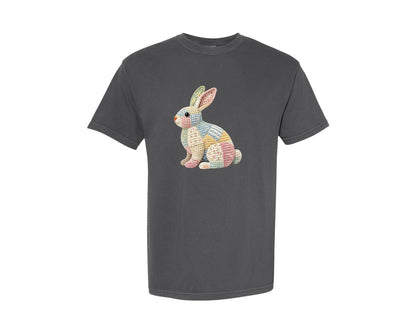 brand:Comfort Colors|color:Pepper|Easter Bunny Patchwork Floral 2 Graphic T-Shirt