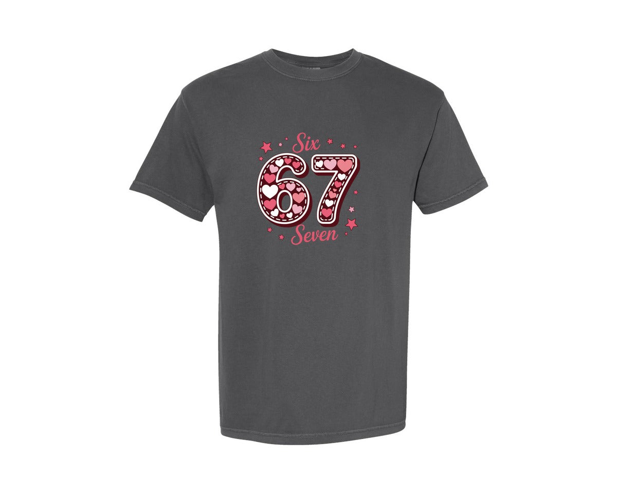 brand:Comfort Colors|color:Pepper|Funny 6 7 Valentine Valentines Day Graphic T-Shirt
