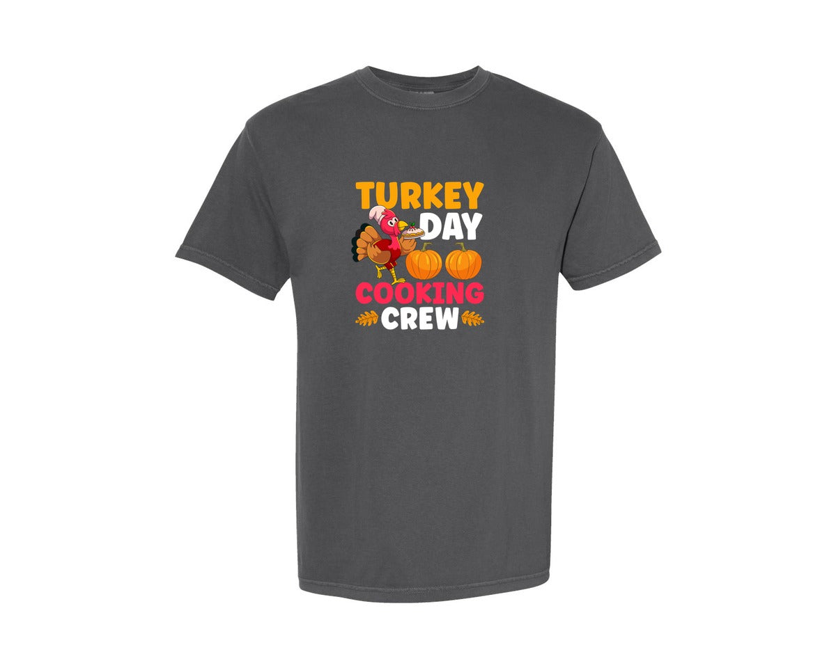 brand:Comfort Colors|color:Pepper|Turkey Day Cooking Crew Design Graphic T-Shirt