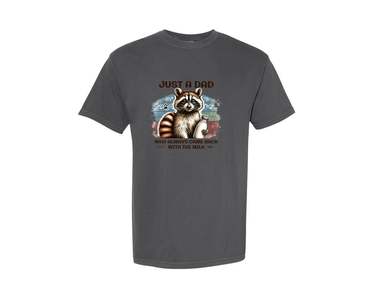 brand:Comfort Colors|color:Pepper|Funny Raccoon Dad Graphic T-Shirt
