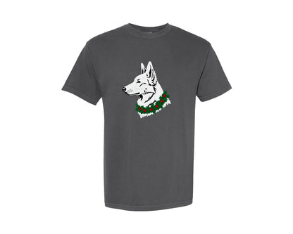 brand:Comfort Colors|color:Pepper|White Swiss Shepherd Dog Faces Graphic T-Shirt