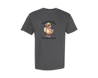 brand:Comfort Colors|color:Pepper|Silence Is Golden Sarcastic Funny Graphic T-Shirt