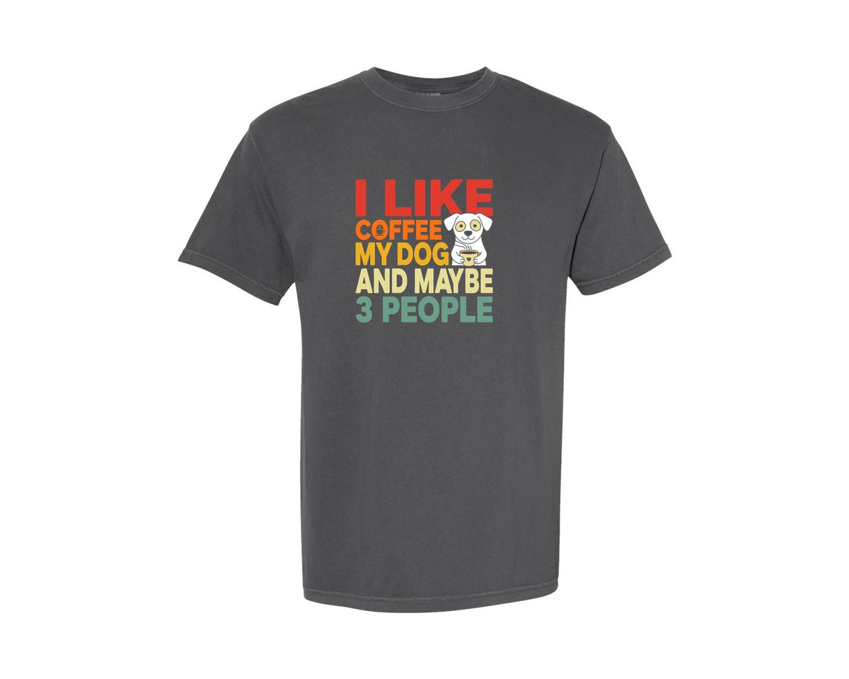 brand:Comfort Colors|color:Pepper|I Like Coffee Dog 3 People T Shirt 2 Graphic T-Shirt