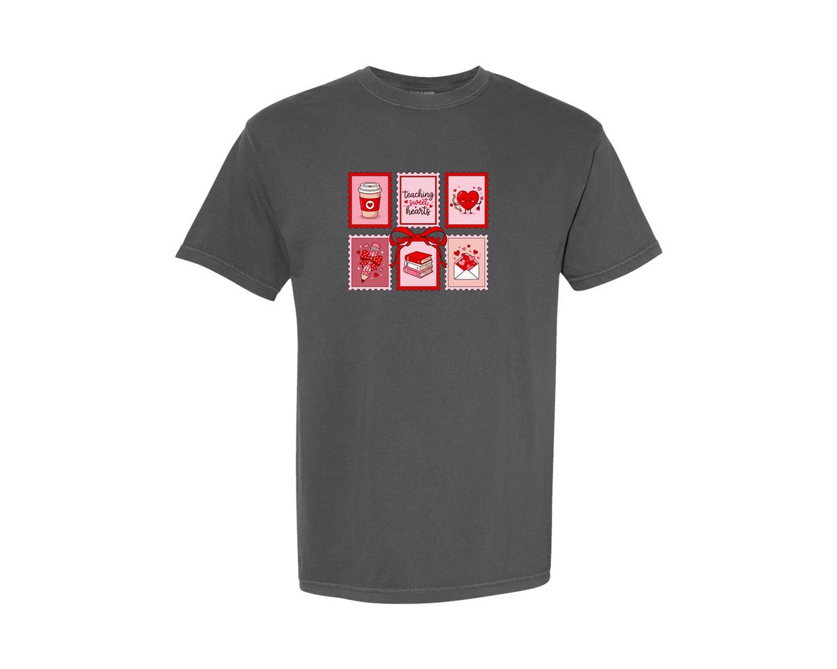 brand:Comfort Colors|color:Pepper|Teacher Love Valentines Day T Shirt 2 Graphic T-Shirt
