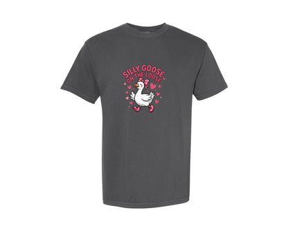 brand:Comfort Colors|color:Pepper|Silly Goose On The Loose Valentine 3 Graphic T-Shirt