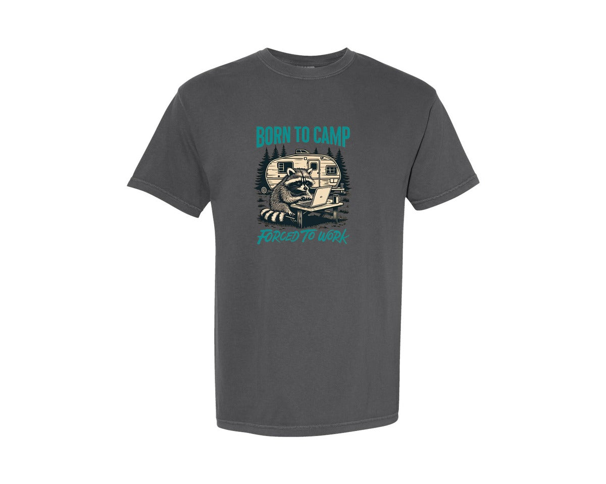 brand:Comfort Colors|color:Pepper|Funny Raccoon Forest Camping Quotes Graphic T-Shirt
