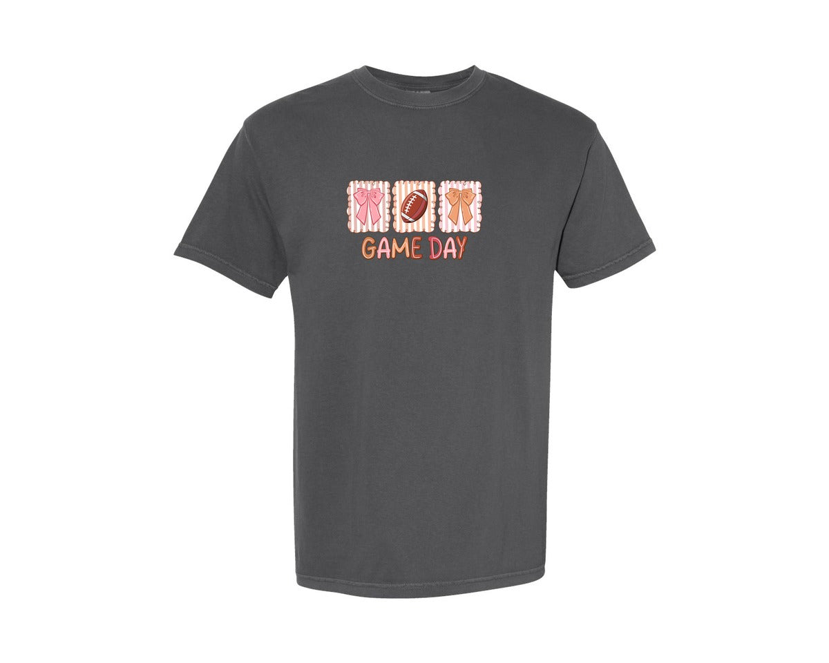 brand:Comfort Colors|color:Pepper|Preppy Football Game Day 3 Graphic T-Shirt