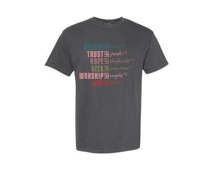 brand:Comfort Colors|color:Pepper|Believe Like Christian Valentine 2 Graphic T-Shirt
