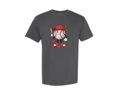brand:Comfort Colors|color:Pepper|Game Day Baseball Drip Valentine Graphic T-Shirt