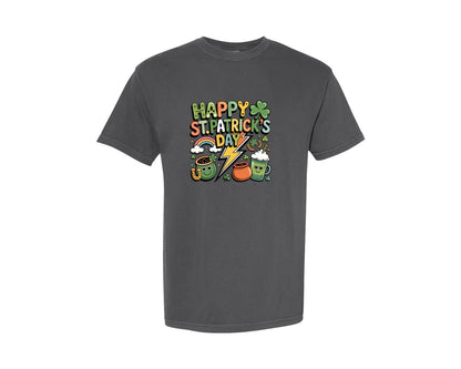 brand:Comfort Colors|color:Pepper|St Patricks Day Cute Irish Coffee Graphic T-Shirt