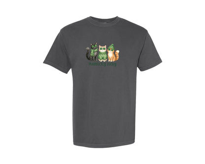 brand:Comfort Colors|color:Pepper|Purrfectly Lucky St Patricks Day Graphic T-Shirt