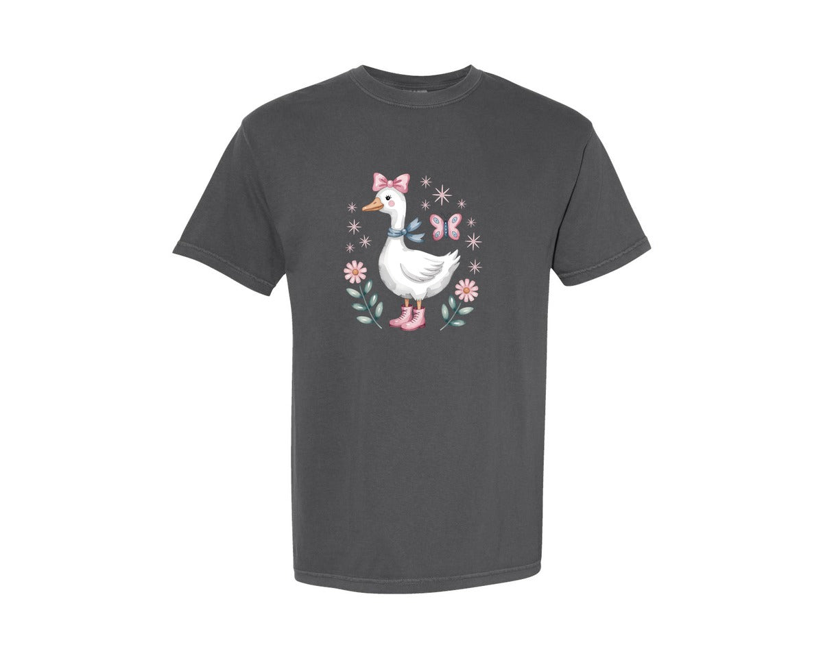 brand:Comfort Colors|color:Pepper|Coquette Silly Goose Butterfly Graphic T-Shirt