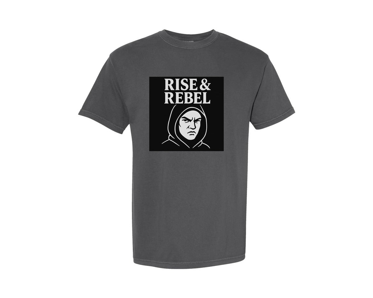 brand:Comfort Colors|color:Pepper|Rise Rebel Rhinestone Design Graphic T-Shirt